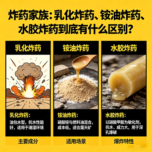轵城镇炸药家族：乳化炸药、铵油炸药、水胶炸药到底有什么区别？